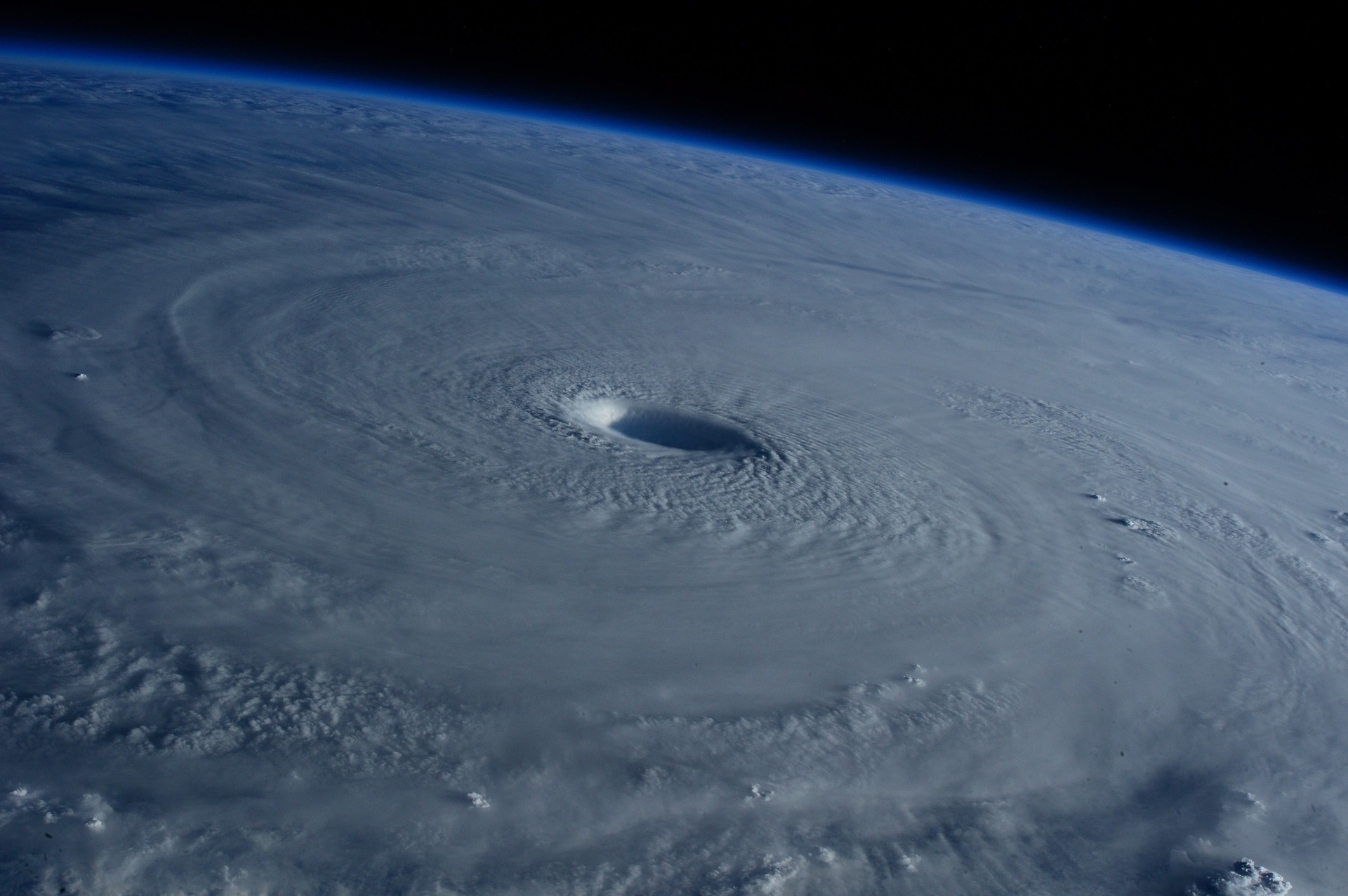 view of hurricane eye from space